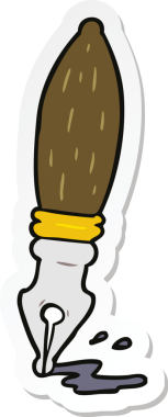 Bir insan tarafından çizilmiş bir karikatür kalemi etiketi.