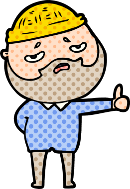 Bir insan tarafından çizilmiş sakallı endişeli bir adam.