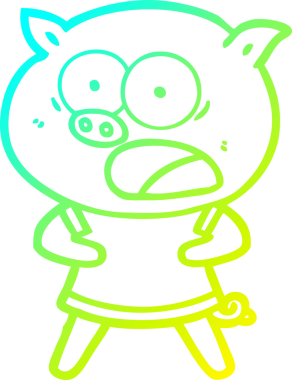 Bir insan tarafından çizilmiş bağıran domuz çizgi filmi çizimi.