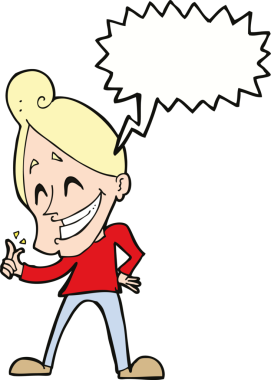 Bir insan tarafından çizilmiş konuşma baloncuğuyla parmaklarını şaklatan çizgi film adamı.