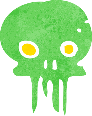 Bir insan tarafından çizilmiş ürkütücü kafatası sembolü.