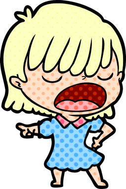 Çizgi filmdeki kadın bir insan tarafından yüksek sesle çizilmiş.