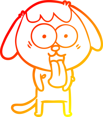 Bir insan tarafından çizilmiş sevimli bir köpeğin sıcak çizgi çizgisi.