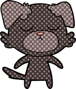 Bir insan tarafından çizilmiş şirin bir çizgi film köpeği.