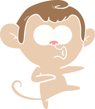 Bir insan tarafından çizilmiş düz renkli çizgi film karakteri.