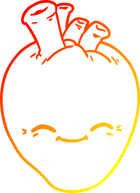 Bir insan tarafından çizilmiş mutlu bir kalbin sıcak çizgi çizimi