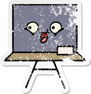 Sevimli bir karikatür tahtası insan tarafından çizilmiş sıkıntılı bir çıkartma.