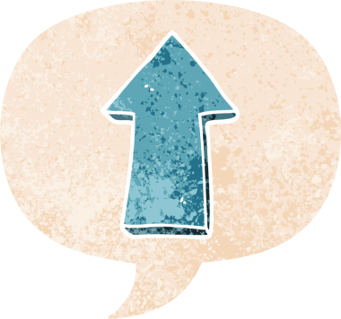 grunge ile konuşma balonu ile çizgi film ok bir insan tarafından çizilmiş sıkıntılı retro biçimi