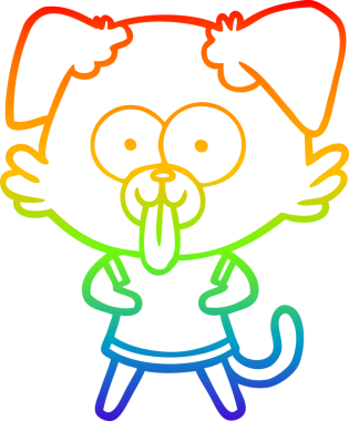 Bir insan tarafından çizilmiş dilli çizgi film köpeğinin çizimi.