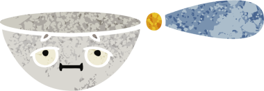 Bir insan tarafından çizilmiş bir ölçüm kaşığının retro çizim tarzı karikatürü