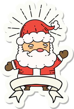 Bir insan tarafından çizilmiş dövme stili Noel Baba karakterinin çıkartması.