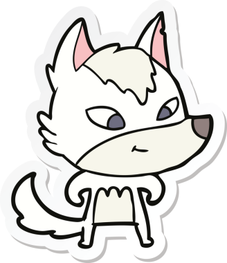 Bir insan tarafından çizilmiş dost canlısı bir kurt çizgi filminin çıkartması.