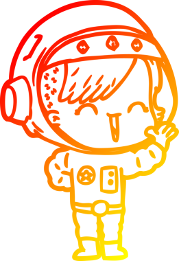 Bir insan tarafından çizilen mutlu astronot bir kızın sıcak çizgi çizimi.