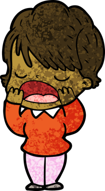 Bir insan tarafından çizilmiş bir karikatür kadın konuşuyor.