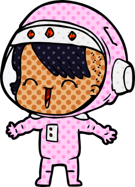 Bir insan tarafından çizilmiş gülen astronot kız.