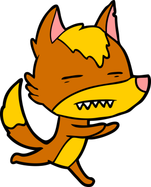 Bir insan tarafından çizilmiş tilki çizgi film karakteri