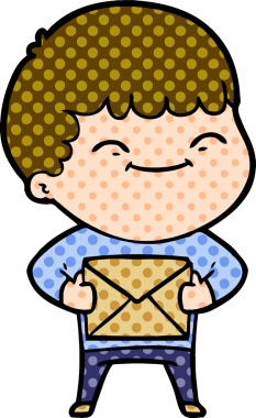 Bir insan tarafından çizilmiş mutlu çocuk çizgi filmi.