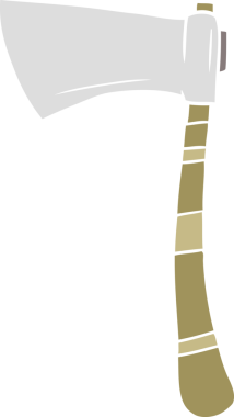 Bir insan tarafından çizilmiş düz renkli viking baltası