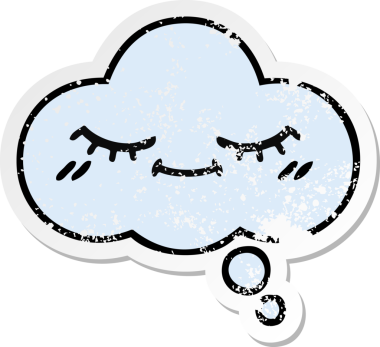 Bir insan tarafından çizilmiş tatlı bir çizgi film düşünce balonunun sıkıntılı çıkartması.