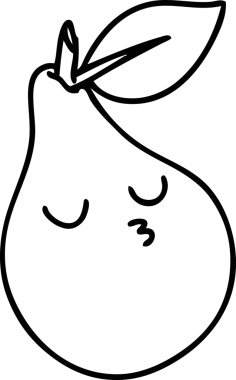 Bir insan tarafından çizilmiş güzel bir armut karalaması.