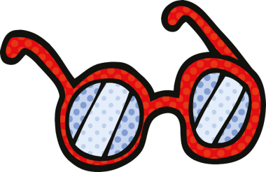 Bir insan tarafından çizilmiş çizgi roman tarzı gözlük.