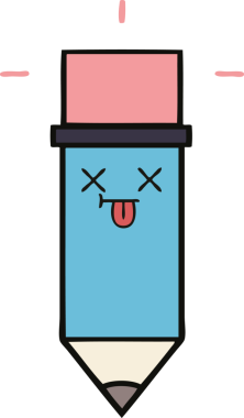 Bir insan tarafından çizilmiş sevimli bir kalem karikatürü.