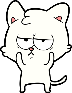 Bir insan tarafından çizilmiş sıkıcı çizgi film kedisi.