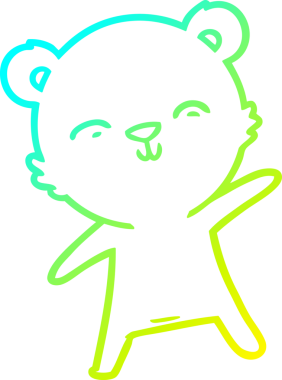 Mutlu bir kutup ayısının insan tarafından çizilmiş soğuk çizgi çizimi.