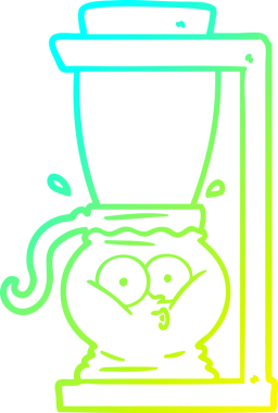 Bir insan tarafından çizilmiş bir çizgi film filtresi kahve makinesinin soğuk gradyan çizimi