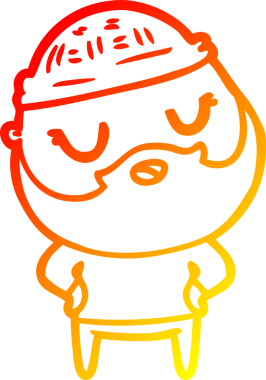 Bir insan tarafından çizilmiş sakallı sevimli bir adamın sıcak çizgi çizimi.