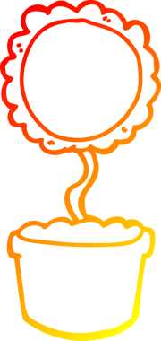 Bir insan tarafından çizilmiş sevimli bir karikatür çiçeğinin sıcak çizgi çizimi