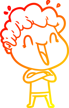 Bir insan tarafından çizilmiş gülen mutlu bir adamın çizgi film çizimi.