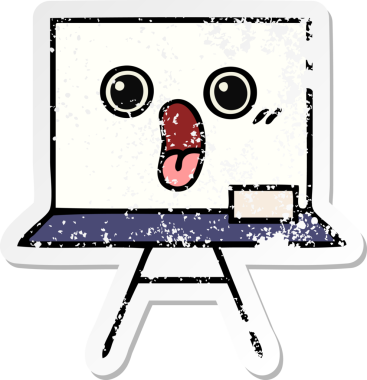 Bir insan tarafından çizilmiş beyaz bir karikatür çıkartması.