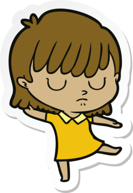 Bir insan tarafından çizilmiş bir karikatür kadının çıkartması.