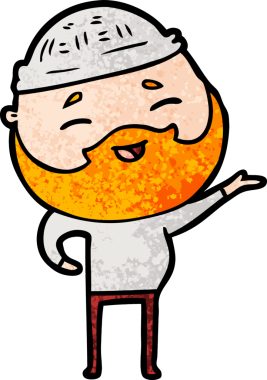 Bir insan tarafından çizilmiş mutlu sakallı bir adam.