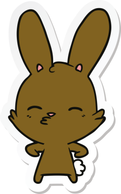 Bir insan tarafından çizilmiş meraklı bir tavşan karikatürü.