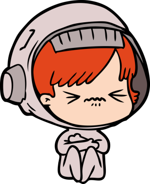 Bir insan tarafından çizilmiş kızgın uzay kızı.