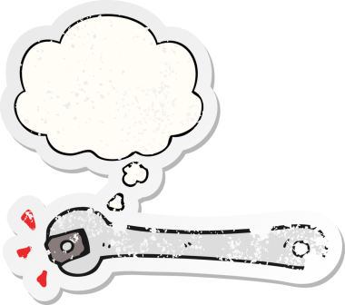 Karikatür anahtarı, insan tarafından çizilmiş yıpranmış bir çıkartma gibi düşünce baloncuğuyla deliye dönüyor.