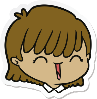 Bir insan tarafından çizilmiş karikatür kadın yüzü çıkartması.