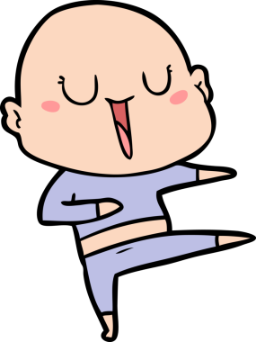 Bir insan tarafından çizilmiş mutlu, kel adam.