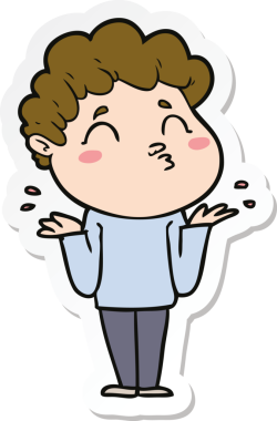 Bir insan tarafından çizilmiş bir karikatür adamın çıkartması.