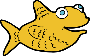 Bir insan tarafından çizilmiş mutlu balık çizgi filmi.