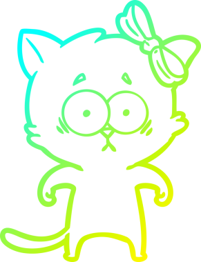 Bir insan tarafından çizilen çizgi film kedisinin soğuk gradyan çizgisi.