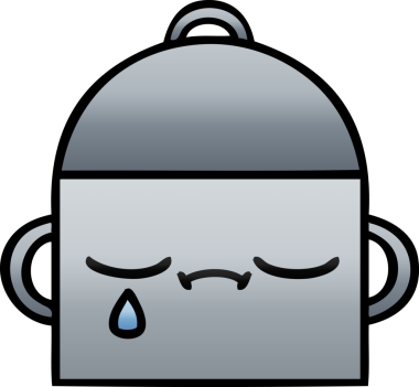 Bir insan tarafından çizilmiş tencerenin gölgeli karikatürü.