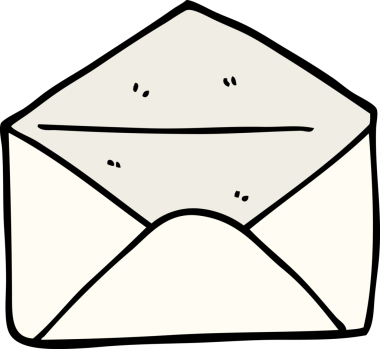 Bir insan tarafından çizilmiş karalama tarzı karikatür zarfı.