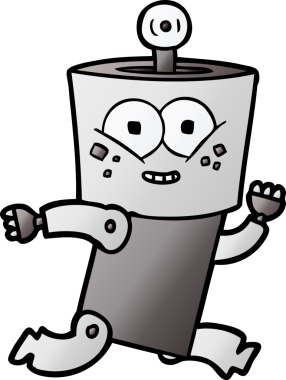 Bir insan tarafından çizilmiş mutlu çizgi film robotu