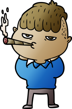 Bir insan tarafından çizilmiş sigara içen karikatürist.