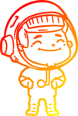 Bir insan tarafından çizilmiş mutlu bir astronotun sıcak çizgi çizimi