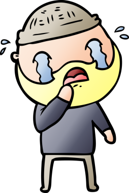 Çizgi film sakallı adam bir insan tarafından çizilmiş ağlıyor.