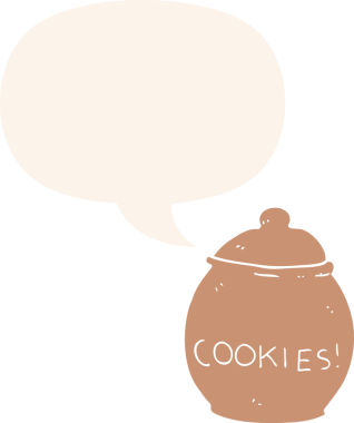 bir insan tarafından çizilmiş eski usul konuşma baloncuklu karikatür kurabiye kavanozu